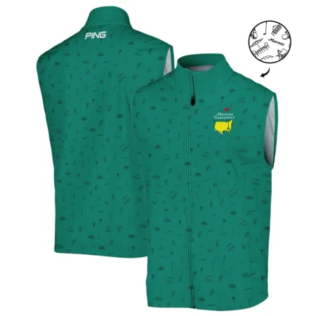 Golf Masters Tournament Ping Sleeveless Jacket Augusta Icons Pattern Green Golf Sports All Over Print Sleeveless Jacket