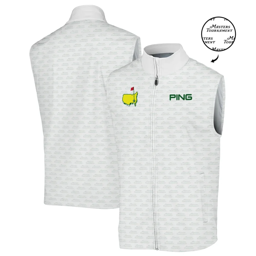 Masters Tournament Golf Ping Sleeveless Jacket Logo Text Pattern White Green Golf Sports All Over Print Sleeveless Jacket
