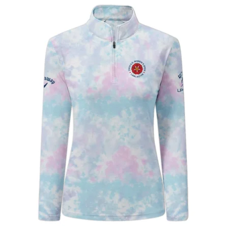 Tie dye Pattern 79th U.S. Women’s Open Lancaster Callaway Long Polo Shirt Blue Mix Pink All Over Print Long Polo Shirt For Woman