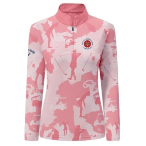 Camo Pink Color 79th U.S. Women’s Open Lancaster Ping Zipper Polo Shirt Golf Sport All Over Print Zipper Polo Shirt For Woman