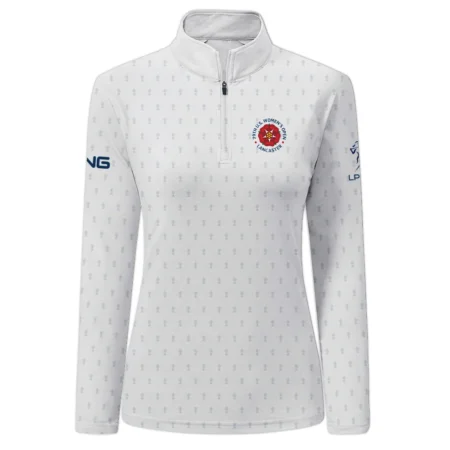 Golf Pattern Cup 79th U.S. Women’s Open Lancaster Ping Zipper Polo Shirt Golf Sport White All Over Print Zipper Polo Shirt For Woman