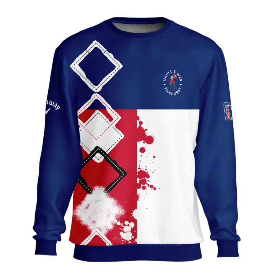 124th U.S. Open Pinehurst Callaway Unisex Sweatshirt Blue Red White Pattern Grunge All Over Print Sweatshirt