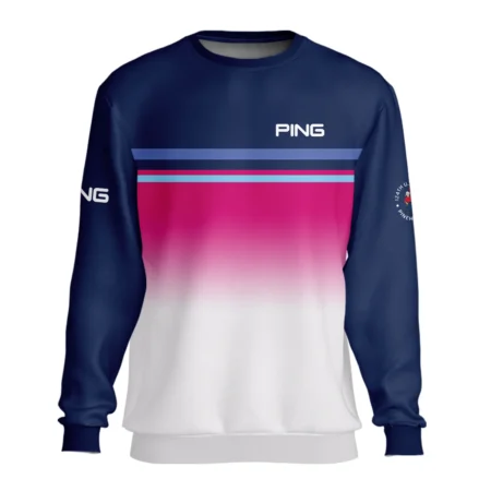 Sport Ping 124th U.S. Open Pinehurst Polo Shirt White Strong Pink Very Dark Blue Pattern  All Over Print Polo Shirt For Men