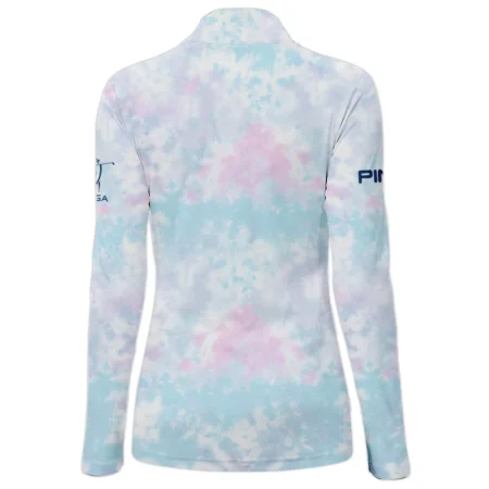 Tie dye Pattern 79th U.S. Women’s Open Lancaster Ping Quarter-Zip Jacket Blue Mix Pink All Over Print Quarter-Zip Jacket