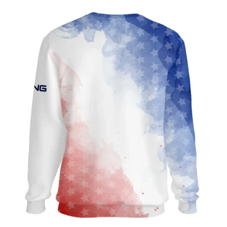 124th U.S. Open Pinehurst Golf Ping Unisex Sweatshirt Stars Blue Red Watercolor Golf Sports All Over Print Sweatshirt