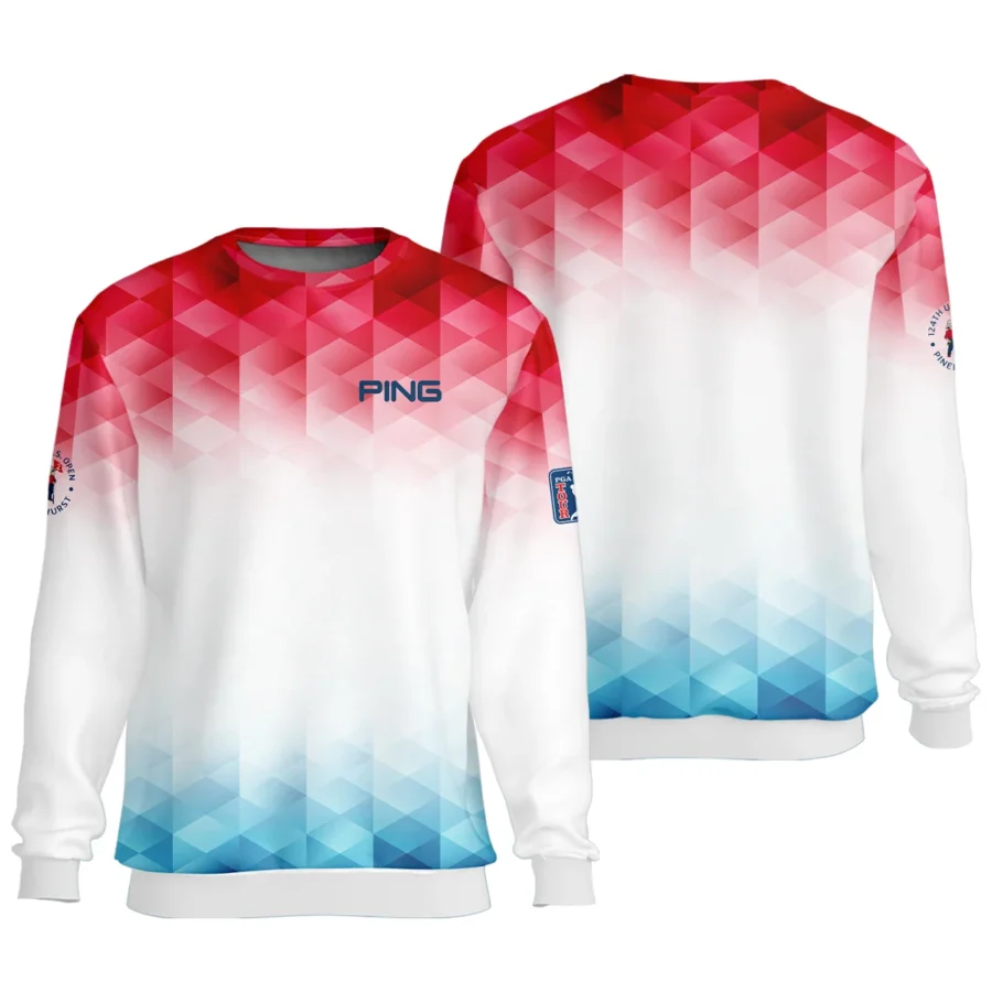 124th U.S. Open Pinehurst Ping Golf Sport Unisex Sweatshirt Blue Red Abstract Geometric Triangles All Over Print Sweatshirt