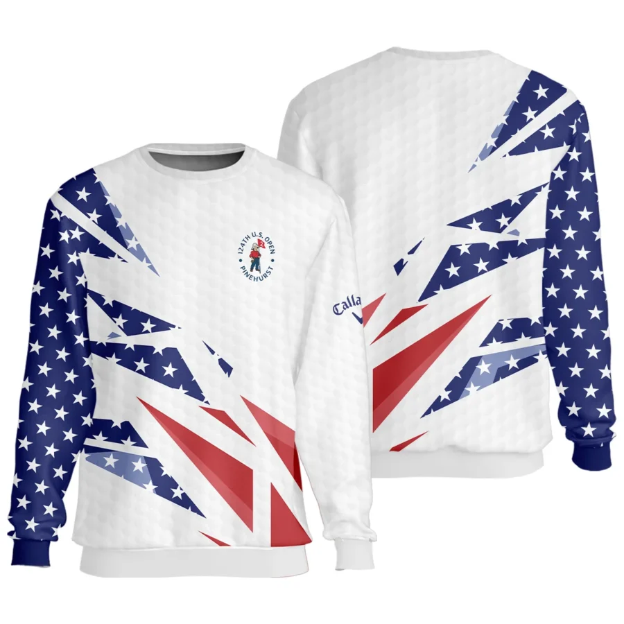 124th U.S. Open Pinehurst Callaway Unisex Sweatshirt Golf Pattern White USA Flag All Over Print Sweatshirt