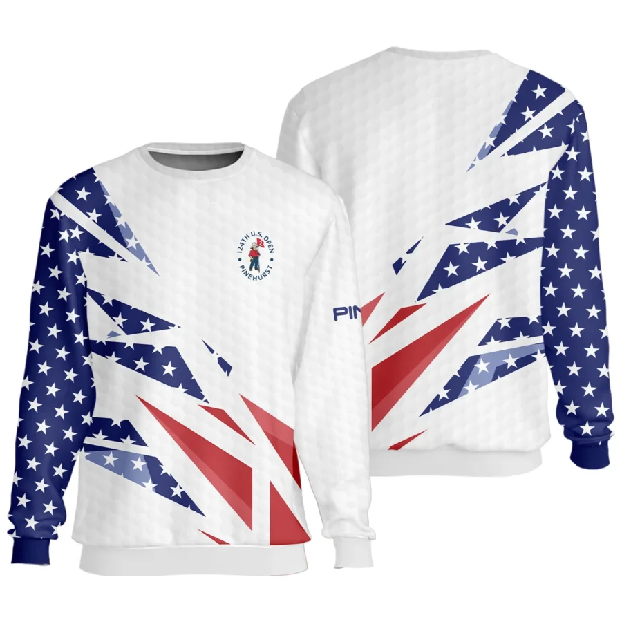 124th U.S. Open Pinehurst Ping Unisex Sweatshirt Golf Pattern White USA Flag All Over Print Sweatshirt