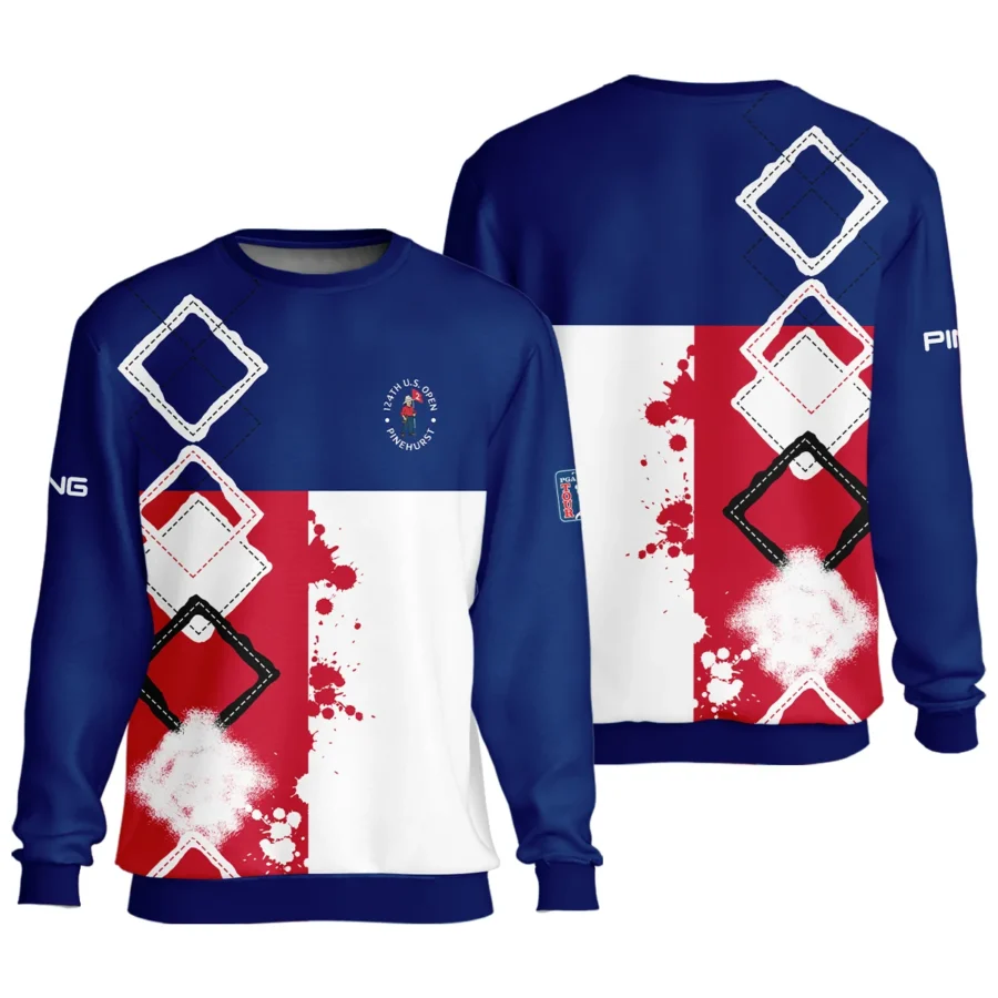 124th U.S. Open Pinehurst Ping Unisex Sweatshirt Blue Red White Pattern Grunge All Over Print Sweatshirt