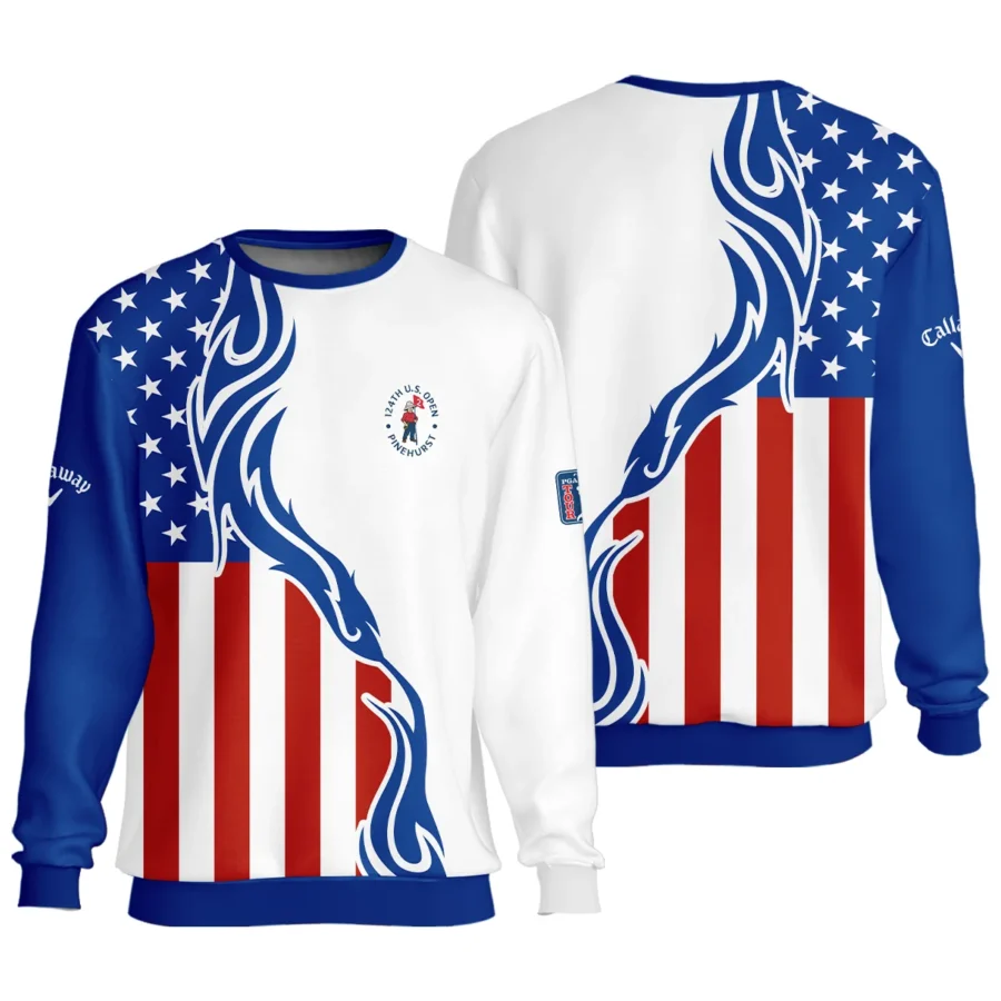 Golf Sport Callaway 124th U.S. Open Pinehurst Unisex Sweatshirt USA Flag Pattern Blue White All Over Print Sweatshirt