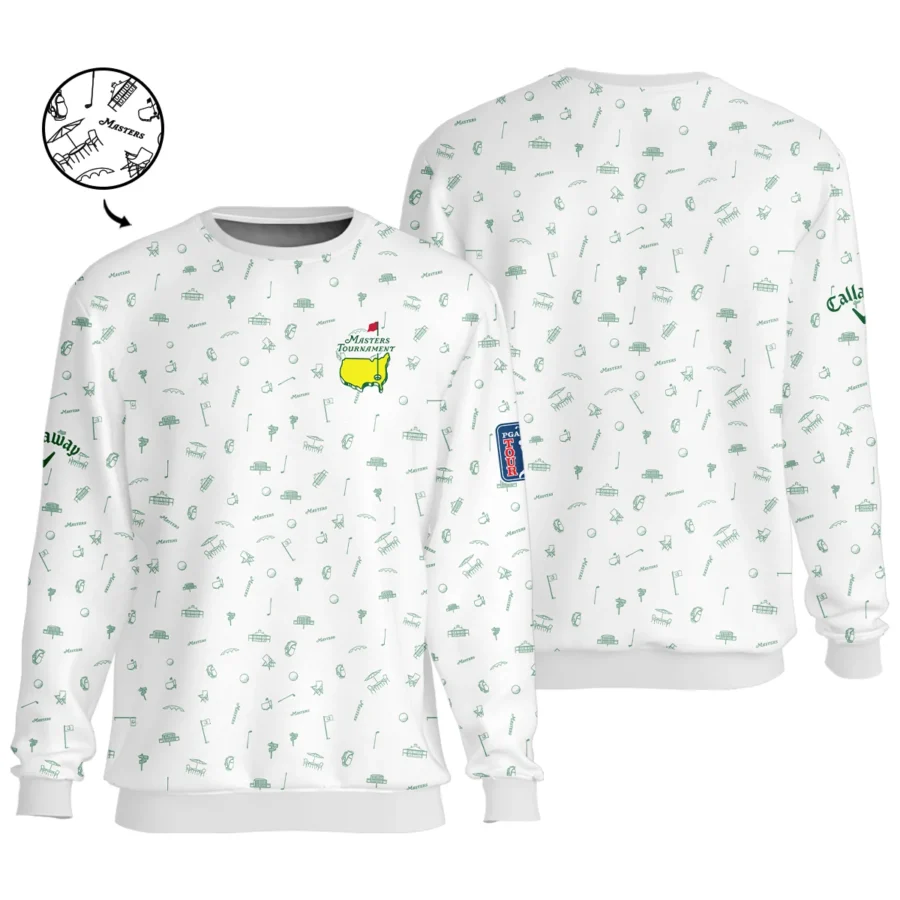 Golf Masters Tournament Callaway Unisex Sweatshirt Augusta Icons Pattern White Green Golf Sports All Over Print Sweatshirt