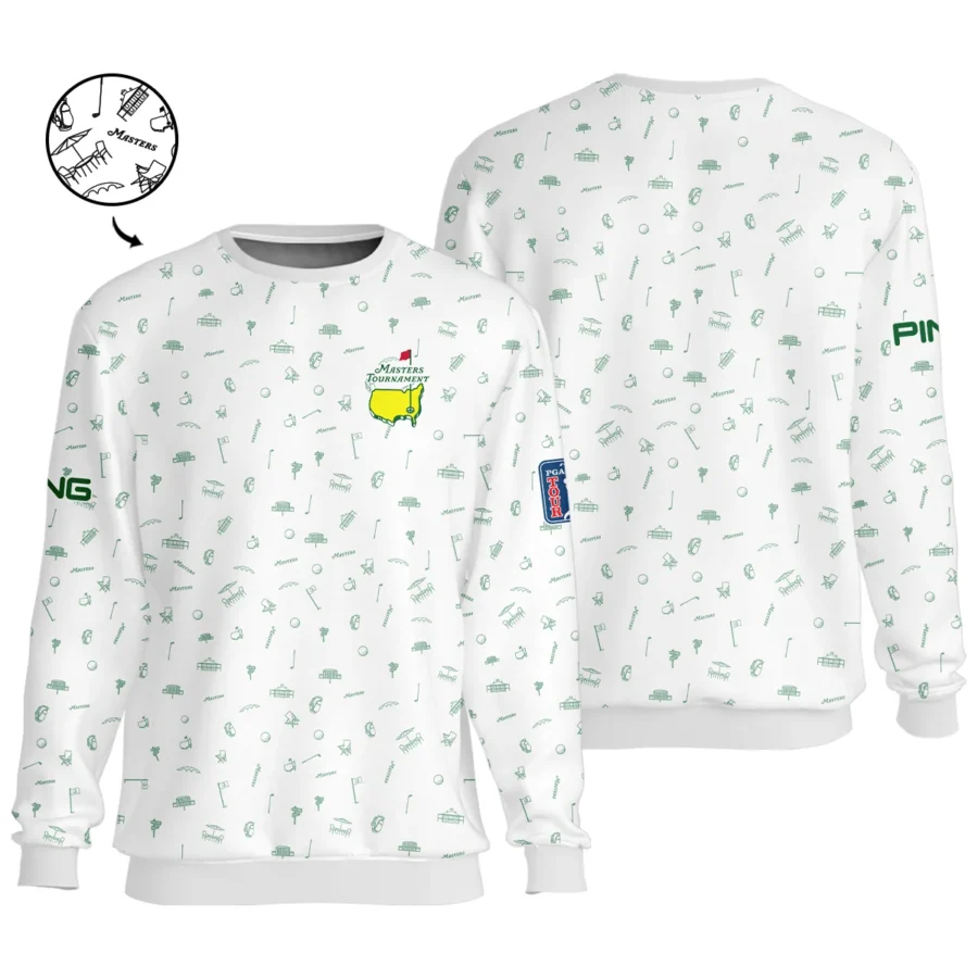 Golf Masters Tournament Ping Unisex Sweatshirt Augusta Icons Pattern White Green Golf Sports All Over Print Sweatshirt