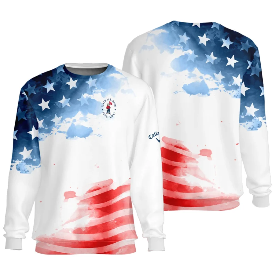 Golf 124th U.S. Open Pinehurst Callaway Unisex Sweatshirt US Flag Watercolor Golf Sports All Over Print Sweatshirt