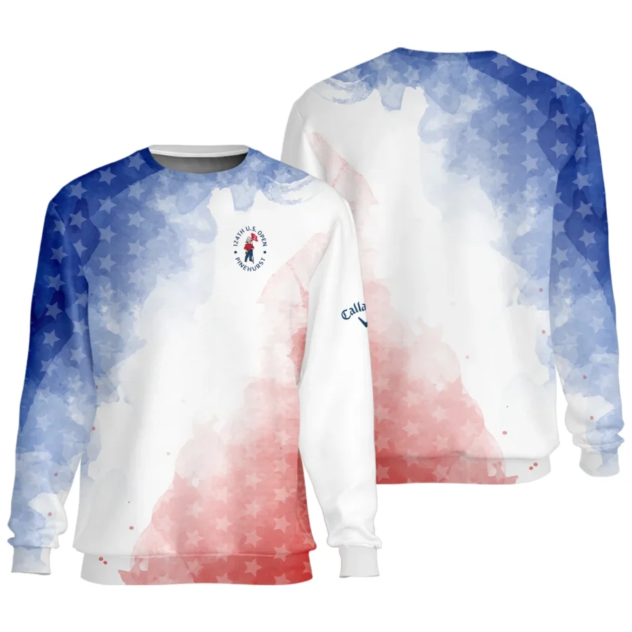 124th U.S. Open Pinehurst Golf Callaway Unisex Sweatshirt Stars Blue Red Watercolor Golf Sports All Over Print Sweatshirt