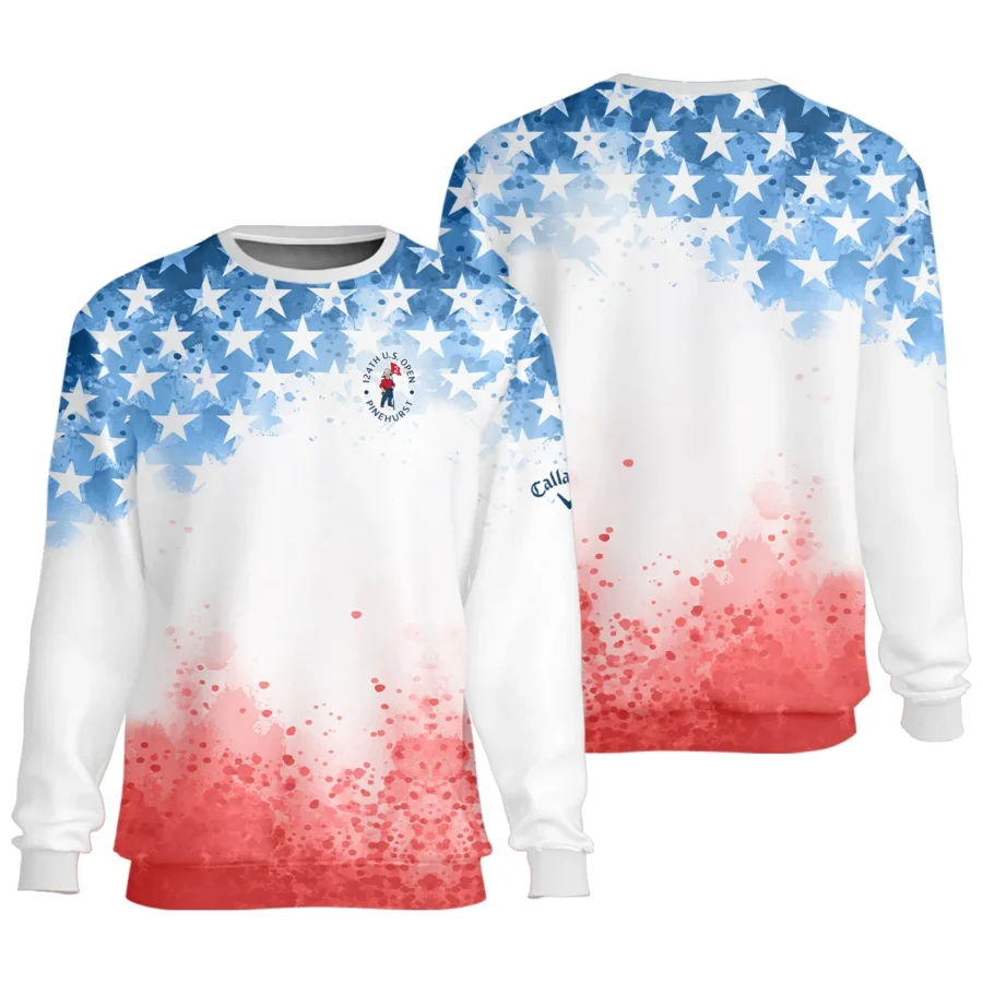 Special Version 124th U.S. Open Pinehurst Callaway Unisex Sweatshirt Watercolor Blue Red Stars Sweatshirt