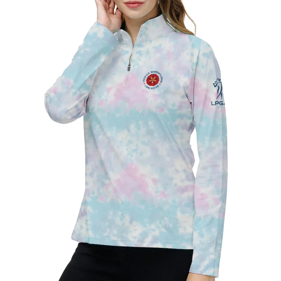 Tie dye Pattern 79th U.S. Women’s Open Lancaster Callaway Quarter-Zip Jacket Blue Mix Pink All Over Print Quarter-Zip Jacket