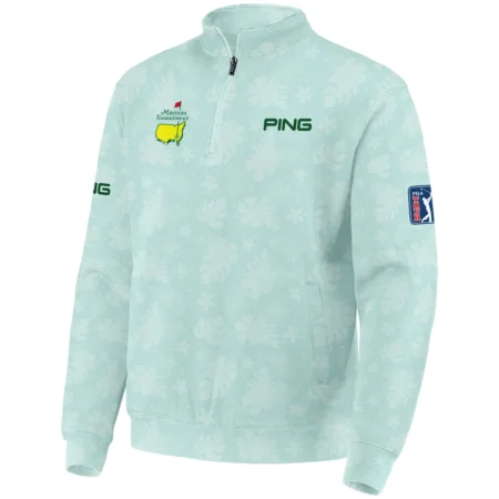 Ping Masters Tournament Sports Quarter-Zip Jacket Green Pastel Floral Hawaiian Pattern All Over Print Quarter-Zip Jacket