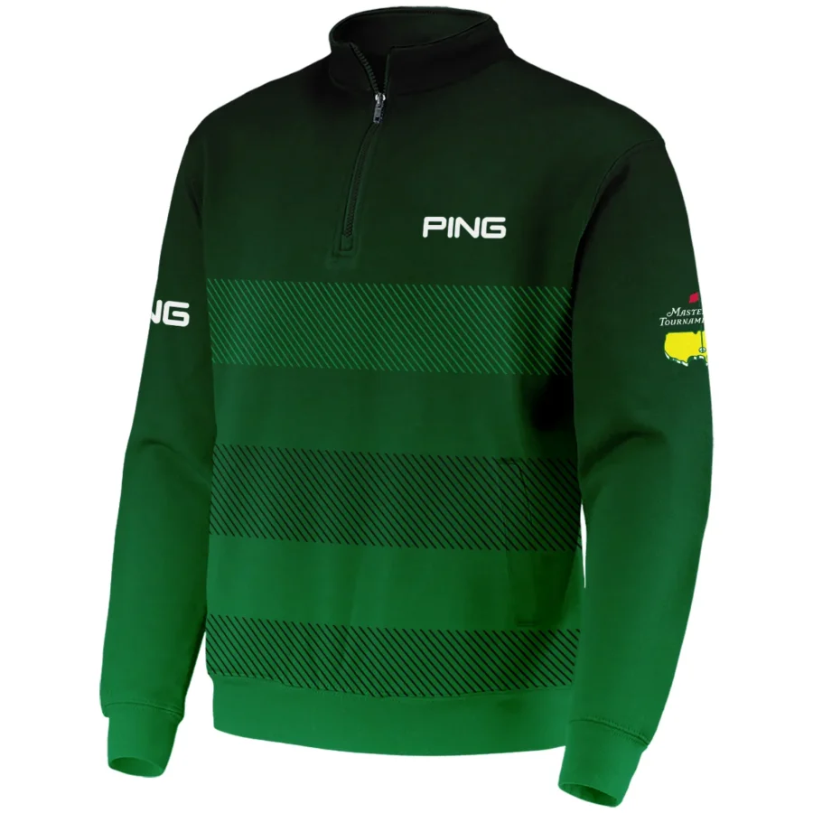 Masters Tournament Ping Sports Quarter-Zip Jacket Green Gradient Stripes Pattern All Over Print Quarter-Zip Jacket