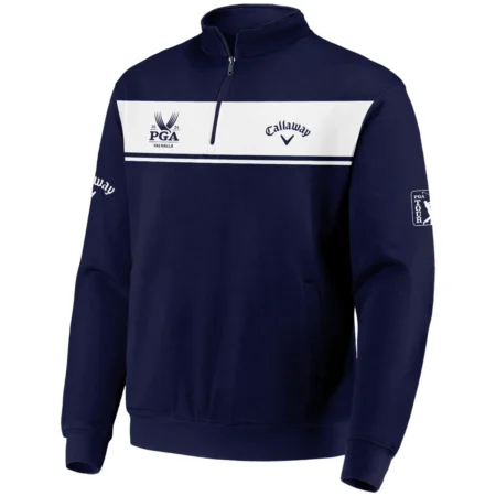 Callaway 2024 PGA Championship Golf Quarter-Zip Jacket Sports Dark Blue White All Over Print Quarter-Zip Jacket