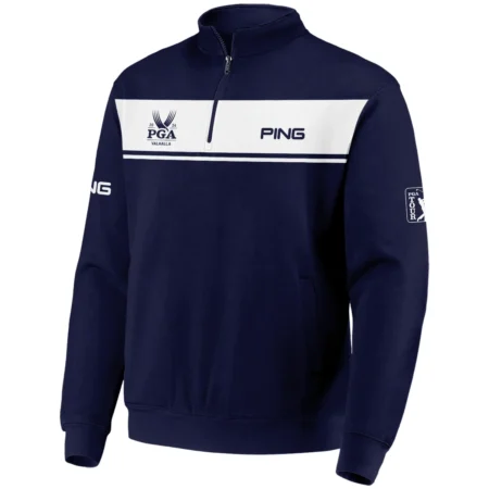 Ping 2024 PGA Championship Golf Quarter-Zip Jacket Sports Dark Blue White All Over Print Quarter-Zip Jacket