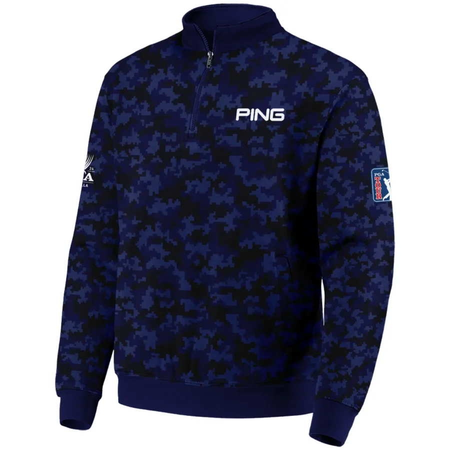 Golf 2024 PGA Championship Ping Quarter-Zip Jacket Blue Camouflage Pattern Sport All Over Print Quarter-Zip Jacket