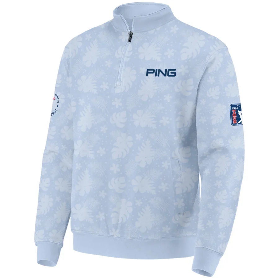 124th U.S. Open Pinehurst Ping Golf Quarter-Zip Jacket Light Blue Pastel Floral Hawaiian Pattern All Over Print Quarter-Zip Jacket