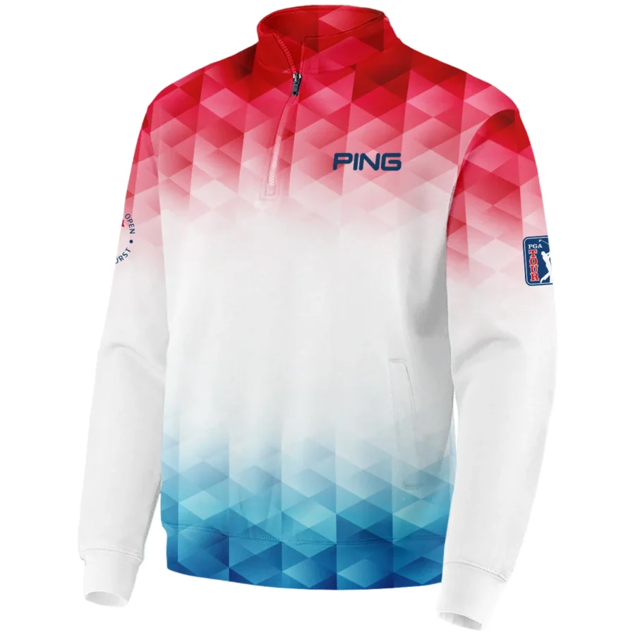 124th U.S. Open Pinehurst Ping Golf Sport Quarter-Zip Jacket Blue Red Abstract Geometric Triangles All Over Print Quarter-Zip Jacket