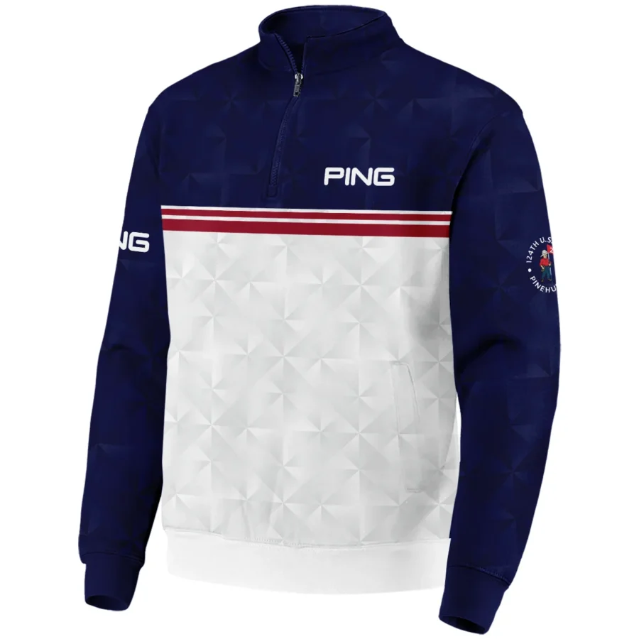 Golf Sport 124th U.S. Open Pinehurst Ping Quarter-Zip Jacket Dark Blue White Abstract Geometric Triangles All Over Print Quarter-Zip Jacket