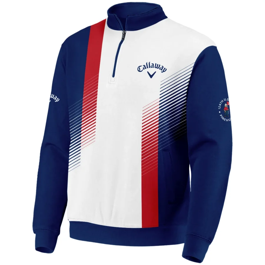 Sport Callaway 124th U.S. Open Pinehurst Golf Quarter-Zip Jacket Blue Red Striped Pattern White All Over Print Quarter-Zip Jacket