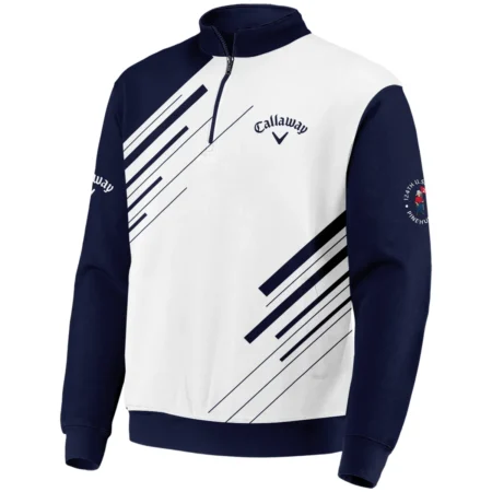 Callaway 124th U.S. Open Pinehurst Golf Quarter-Zip Jacket Striped Pattern Dark Blue White All Over Print Quarter-Zip Jacket