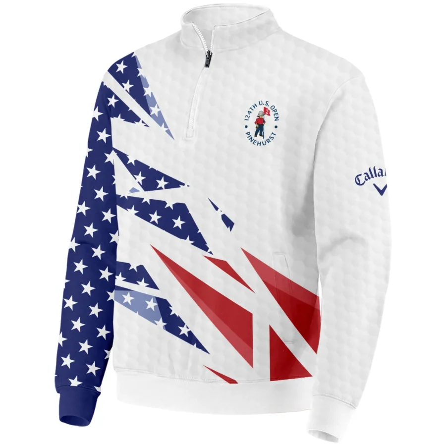 124th U.S. Open Pinehurst Callaway Quarter-Zip Jacket Golf Pattern White USA Flag All Over Print Quarter-Zip Jacket