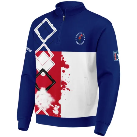 124th U.S. Open Pinehurst Callaway Quarter-Zip Jacket Blue Red White Pattern Grunge All Over Print Quarter-Zip Jacket