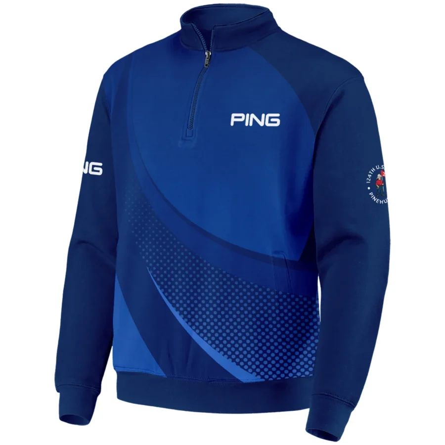 Ping 124th U.S. Open Pinehurst Golf Sport Quarter-Zip Jacket Dark Blue Gradient Halftone Pattern All Over Print Quarter-Zip Jacket