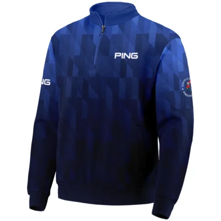 Ping 124th U.S. Open Pinehurst Golf Sport Quarter-Zip Jacket Blue Fabric Geometric Pattern  All Over Print Quarter-Zip Jacket