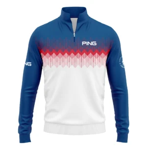 Ping 124th U.S. Open Pinehurst Zipper Hoodie Shirt Blue Red Fabric Pattern Golf Zipper Hoodie Shirt