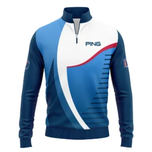 124th U.S. Open Pinehurst Golf Sport Ping Zipper Hoodie Shirt Blue Gradient Red Straight Zipper Hoodie Shirt