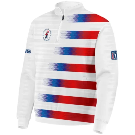 124th U.S. Open Pinehurst Ping Quarter-Zip Jacket Sports Blue Red White Pattern All Over Print Quarter-Zip Jacket