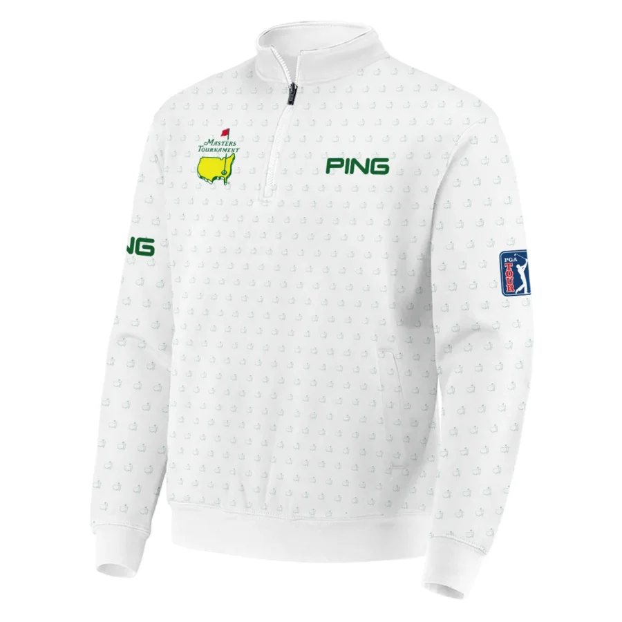 Golf Sport Masters Tournament Ping Quarter-Zip Jacket Sports Logo Pattern White Green Quarter-Zip Jacket