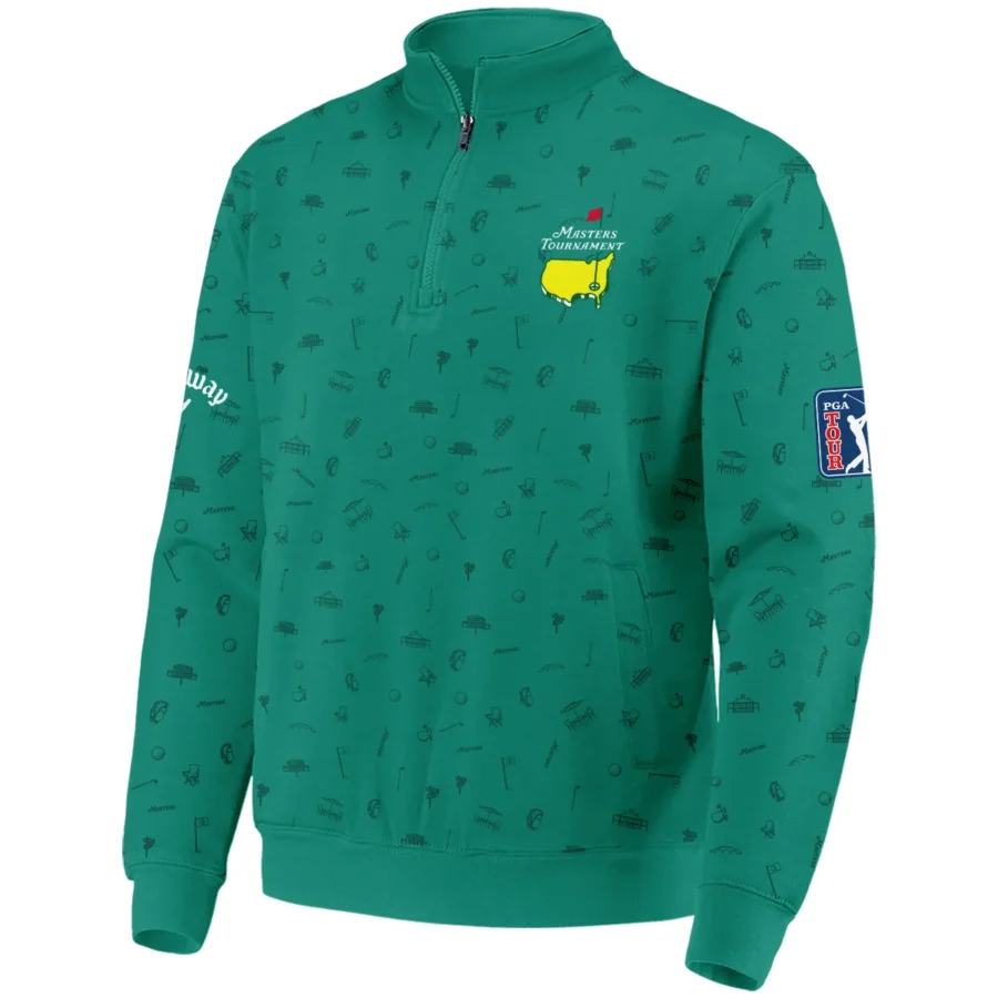 Golf Masters Tournament Callaway Quarter-Zip Jacket Augusta Icons Pattern Green Golf Sports All Over Print Quarter-Zip Jacket