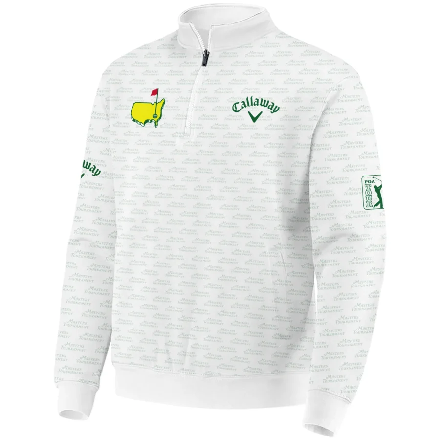 Masters Tournament Golf Callaway Quarter-Zip Jacket Logo Text Pattern White Green Golf Sports All Over Print Quarter-Zip Jacket