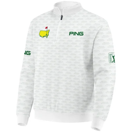 Masters Tournament Golf Ping Quarter-Zip Jacket Logo Text Pattern White Green Golf Sports All Over Print Quarter-Zip Jacket