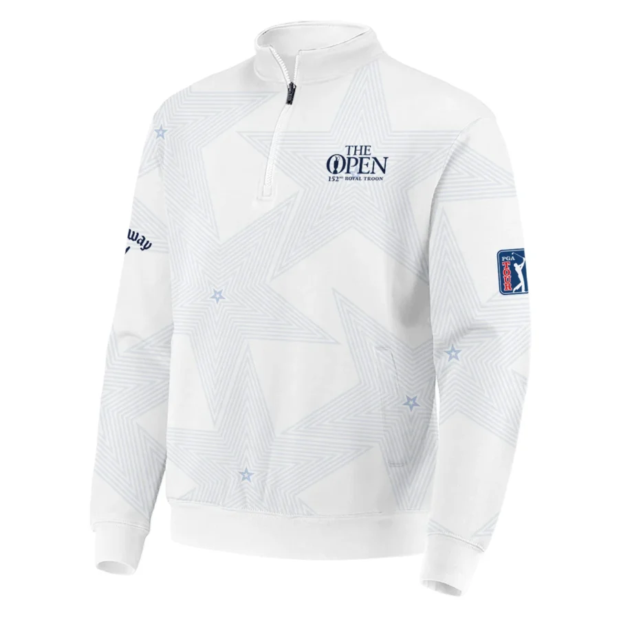 The 152nd Open Championship Golf Sport Callaway Quarter-Zip Jacket Sports Star Sripe White Navy Quarter-Zip Jacket