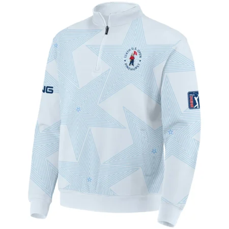 Golf 124th U.S. Open Pinehurst Ping Quarter-Zip Jacket Stars Light Blue Golf Sports All Over Print Quarter-Zip Jacket