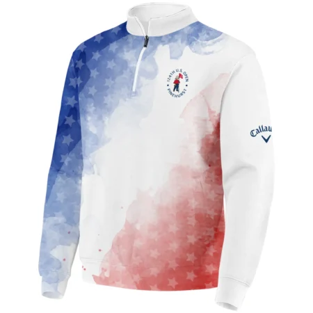 124th U.S. Open Pinehurst Golf Callaway Quarter-Zip Jacket Stars Blue Red Watercolor Golf Sports All Over Print Quarter-Zip Jacket