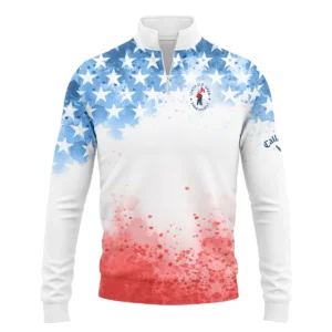 Special Version 124th U.S. Open Pinehurst Callaway Zipper Hoodie Shirt Watercolor Blue Red Stars Zipper Hoodie Shirt