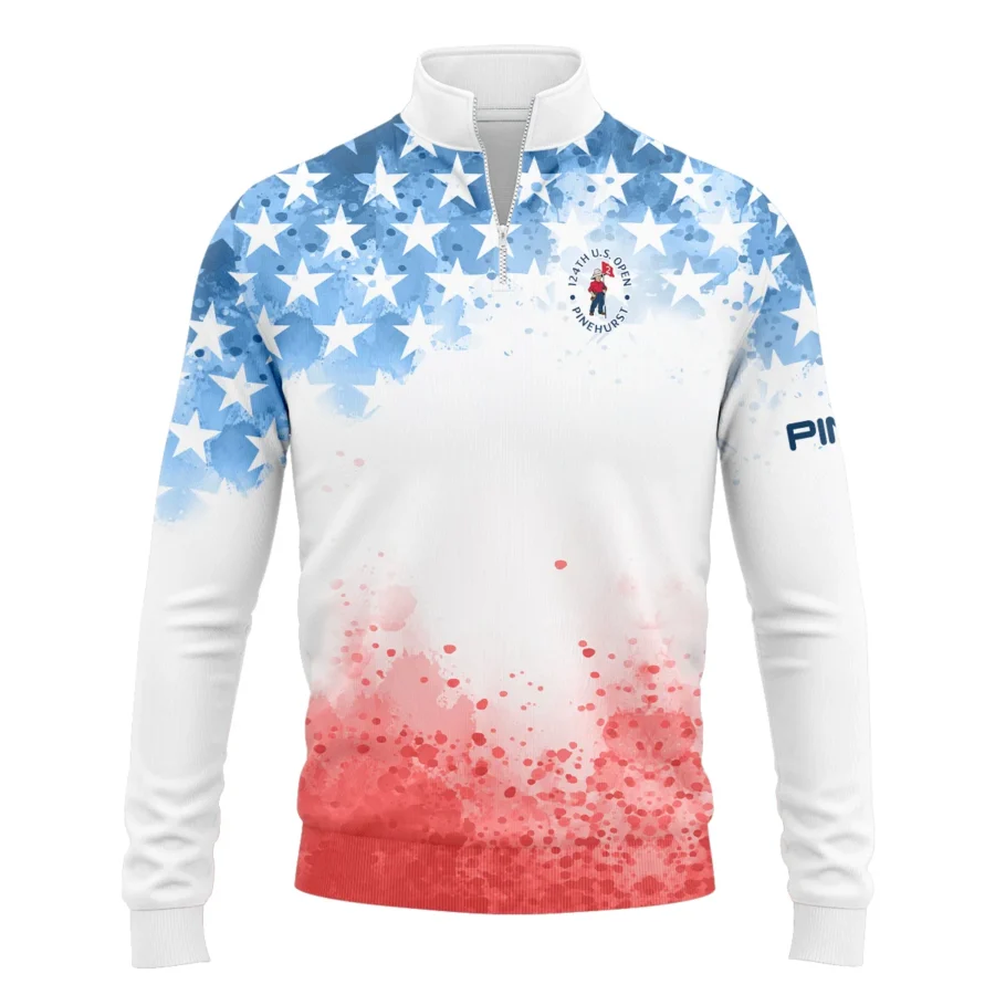 Special Version 124th U.S. Open Pinehurst Ping Quarter-Zip Jacket Watercolor Blue Red Stars Quarter-Zip Jacket