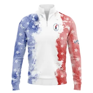 124th U.S. Open Pinehurst Special Version Callaway Zipper Hoodie Shirt Blue Red Watercolor Zipper Hoodie Shirt