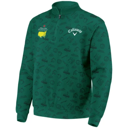 2024 Masters Tournament Callaway Quarter-Zip Jacket Sports Green Color Pattern All Over Print Quarter-Zip Jacket