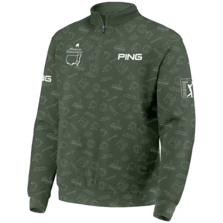 2024 Golf Pattern Masters Tournament Ping Quarter-Zip Jacket Dark Green Pattern All Over Print Quarter-Zip Jacket