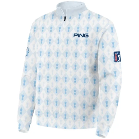 PGA Tour 124th U.S. Open Pinehurst Ping Quarter-Zip Jacket Sports Pattern Cup Color Light Blue Quarter-Zip Jacket